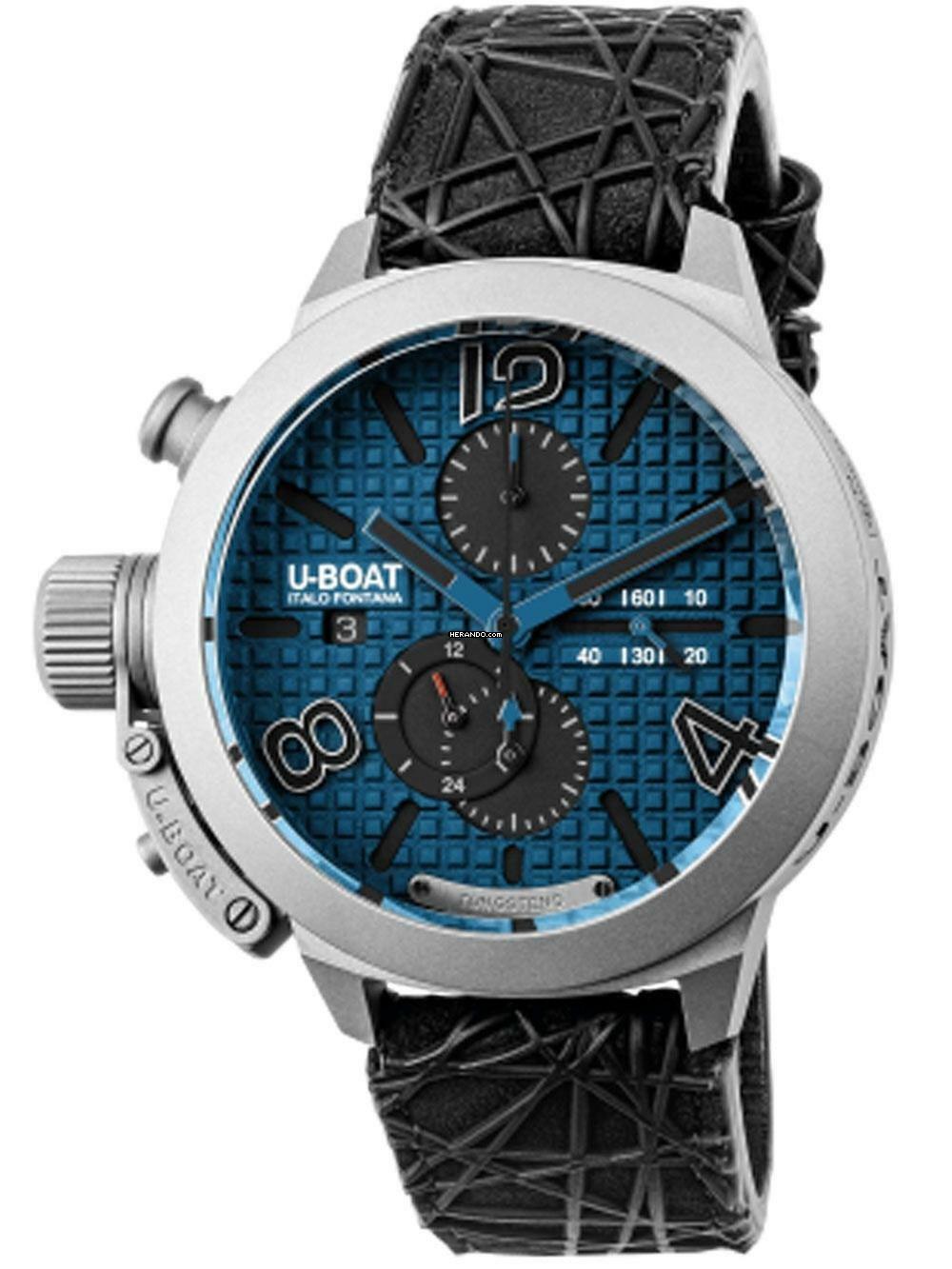 U-Boat Classico 3003 Herrenuhr Classico Titanium Blue Automatik Chronograph 45mm 10ATM