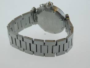 Thumbnail von Cartier Pasha C Automatik 35 mm Herrenuhr mit Stahlband im Top Zustand schwarzes Blatt selten mit schwarzem Zifferblatt