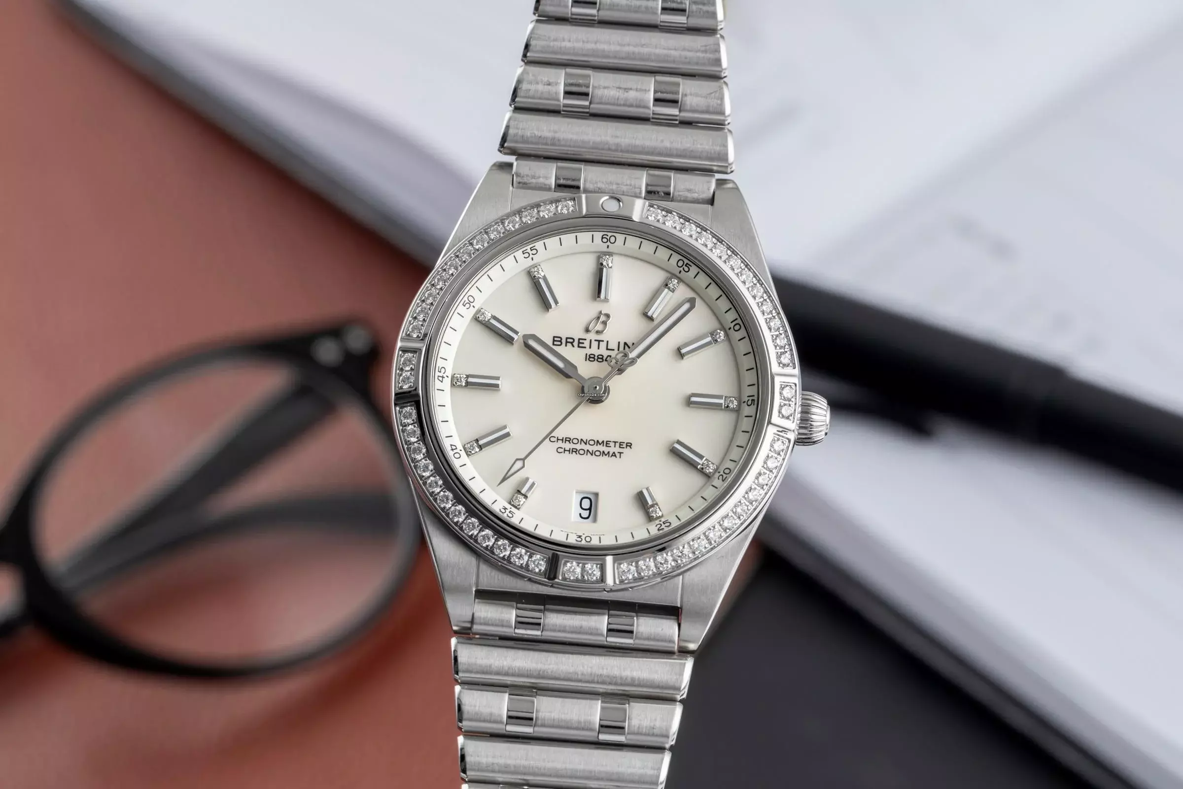 Breitling Chronomat Stahl Automatik Herrenuhr Ref. A10380591A1A1 Box & Papiere