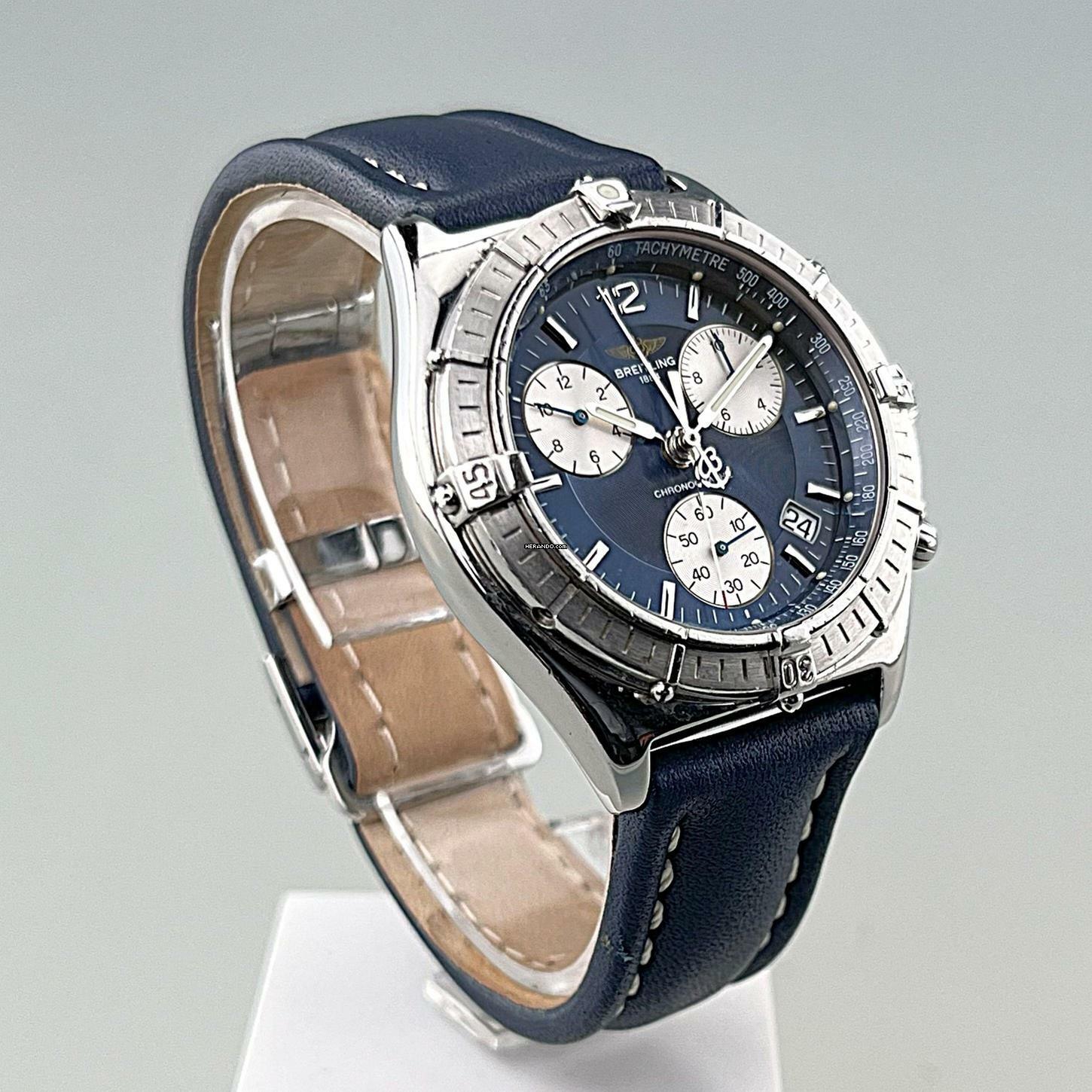 Breitling Sirius A53011-024 Unisex Stahlgehäuse Lederband dunkelblau Box / Papiere vollständig Full Set