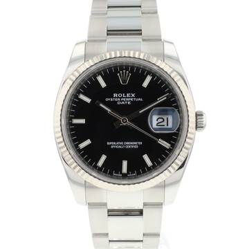  Rolex Oyster Perpetual Date 34 Oyster Fluted Black Dial  