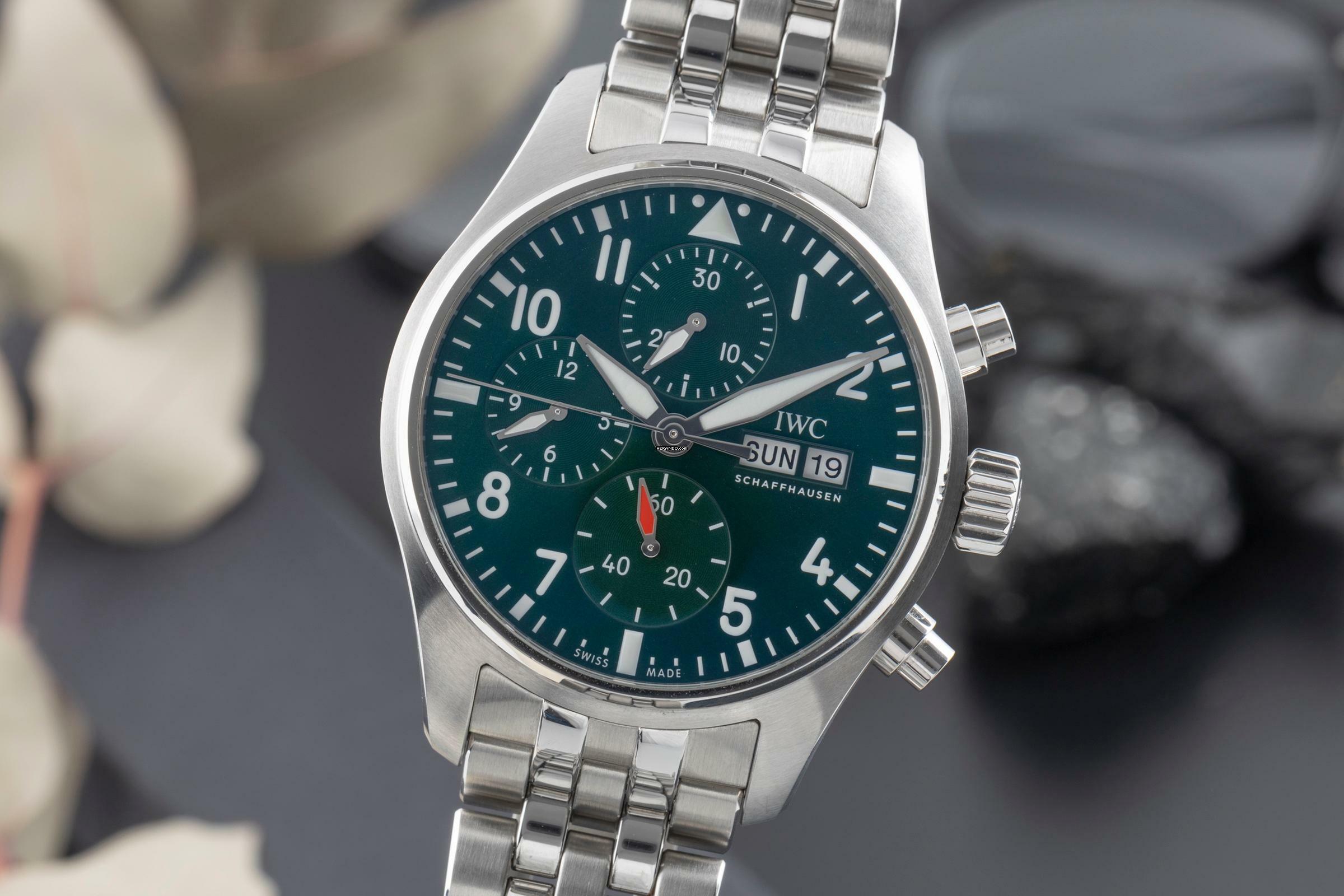 IWC Fliegeruhr Chronograph Green Chronograph Stahl Automatik Herrenuhr IW388104