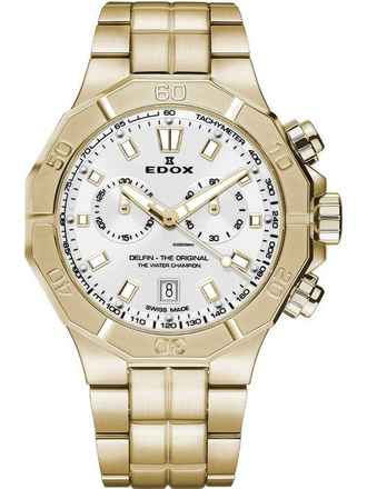  Edox 10113-37JM-AID Delfin Chronograph Herrenuhr 43mm 20ATM 