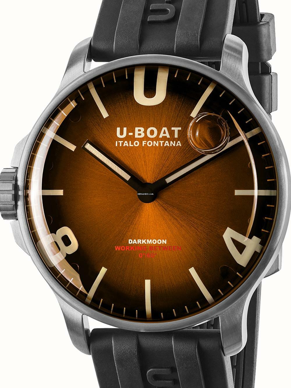 U-Boat 8703/B Darkmoon Brown SS Soleil Herrenuhr 44mm 5ATM