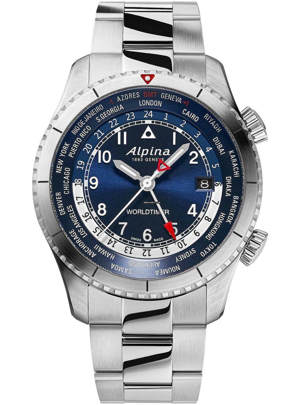 Alpina Startimer Pilot AL-255N4S26B Startimer Pilot Worldtimer Herrenuhr 41mm