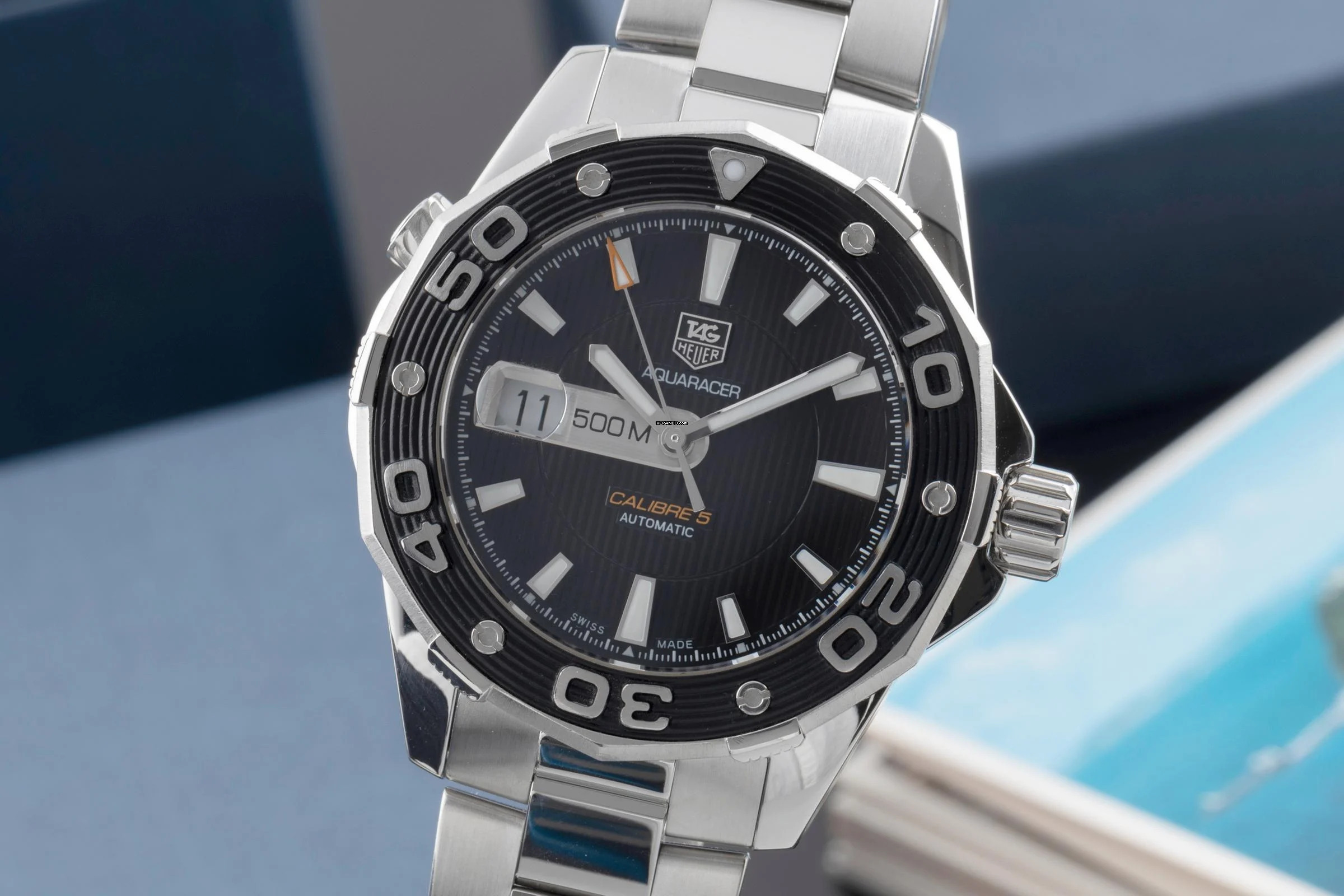TAG Heuer Aquaracer 500M Edelstahl Automatik Herrenuhr Ref. WAJ2114.BA0871 B&P 2010
