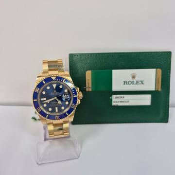  Rolex Submariner Date Full Yellow Gold 40mm Blue Dial Automático Completo 