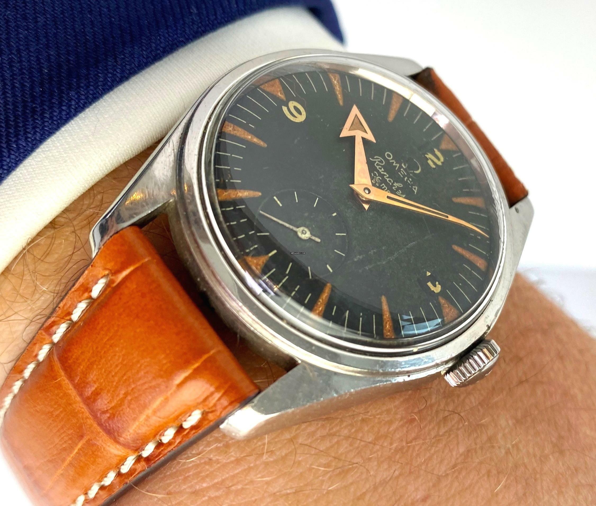 Omega Classic Ranchero Vintage Handwinding Handaufzug 2990-1 Black Dial Broad Arrow 2990