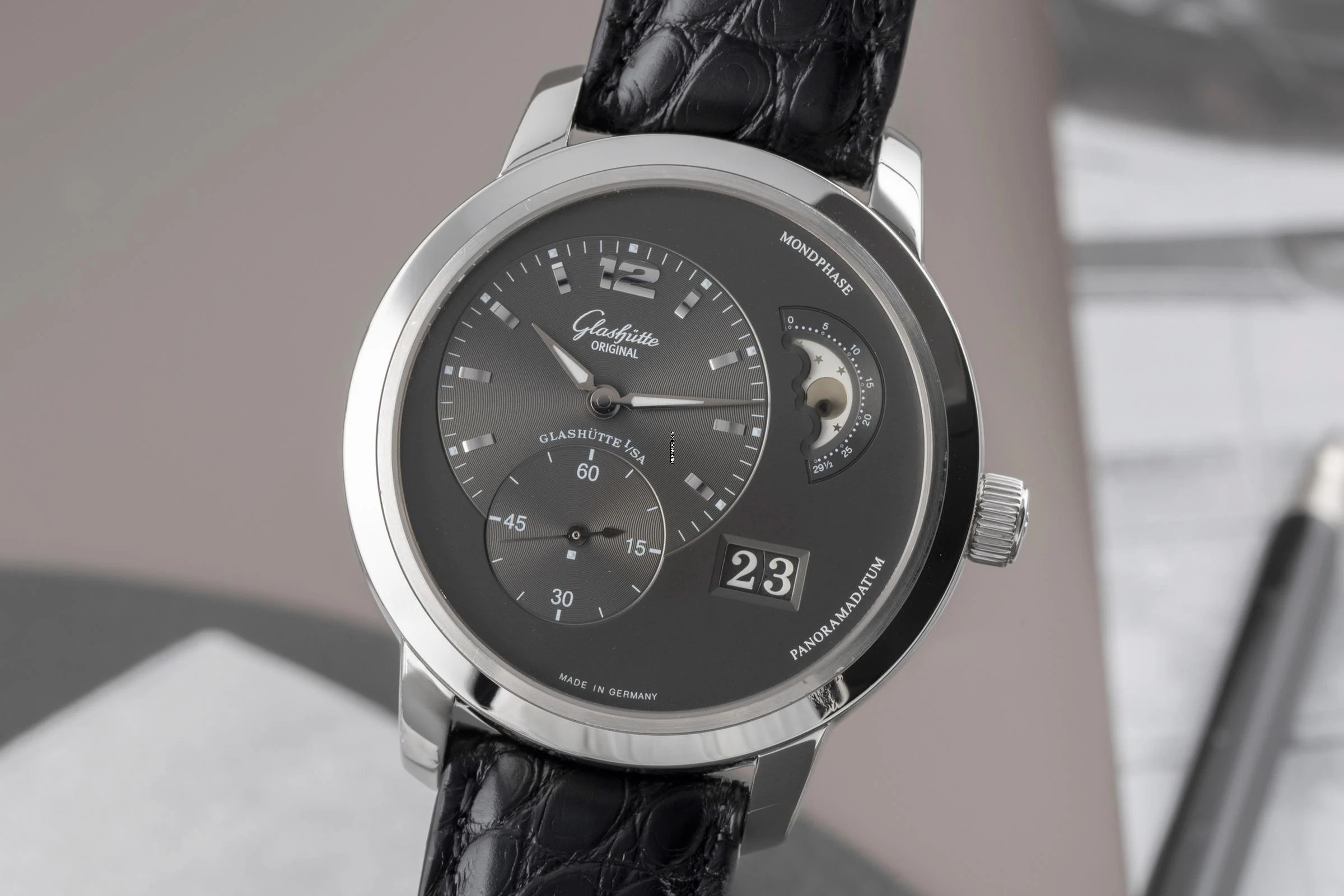 Glashütte Original PanoMaticLunar XL Edelstahl Automatik Herrenuhr Ref. 90-02-36-12-05