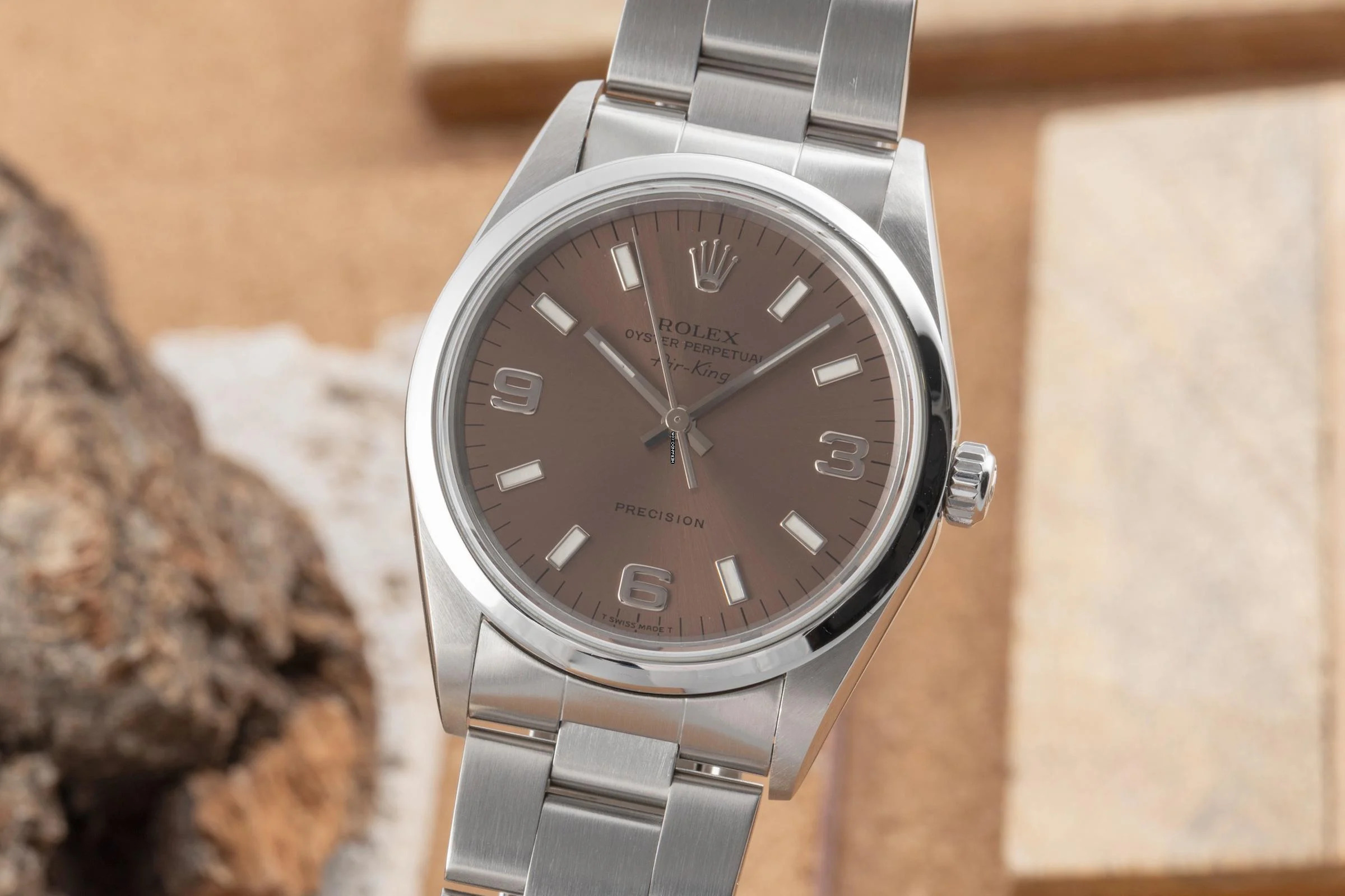 Rolex Air King 34 Salmon Dial Edelstahl Automatik Herrenuhr Ref. 14000 B&P 1998