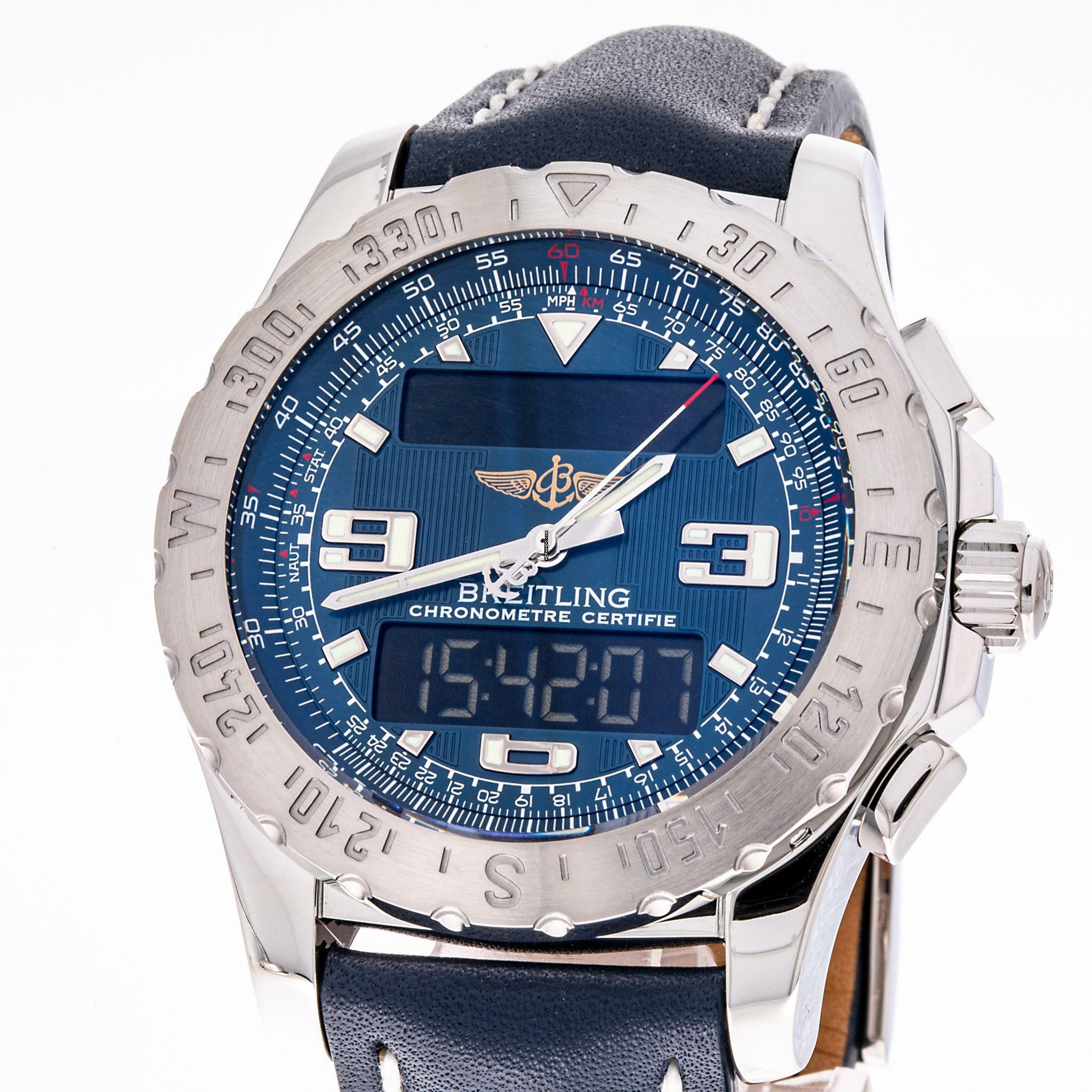 Breitling Airwolf Blue 44 – A78363 – like NEW – 2010 Full Set – Service 08/2025