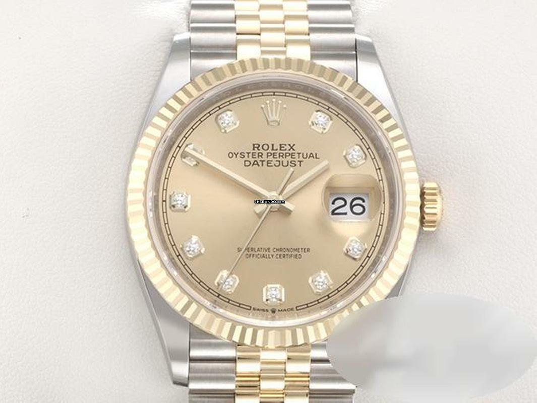 Rolex Datejust 36 126233 Stahl Gelbgold 750 Diamanten Automatik Gold