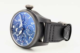 Thumbnail von IWC Große Fliegeruhr Big Pilot Black Ceramic Blue Dial Perpetual Calendar Edition “RODEO DRIVE” - With Box And Papers - IW503001
