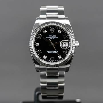 Rolex Oyster Perpetual Date Black Diamond Dial Fullset LC EU 