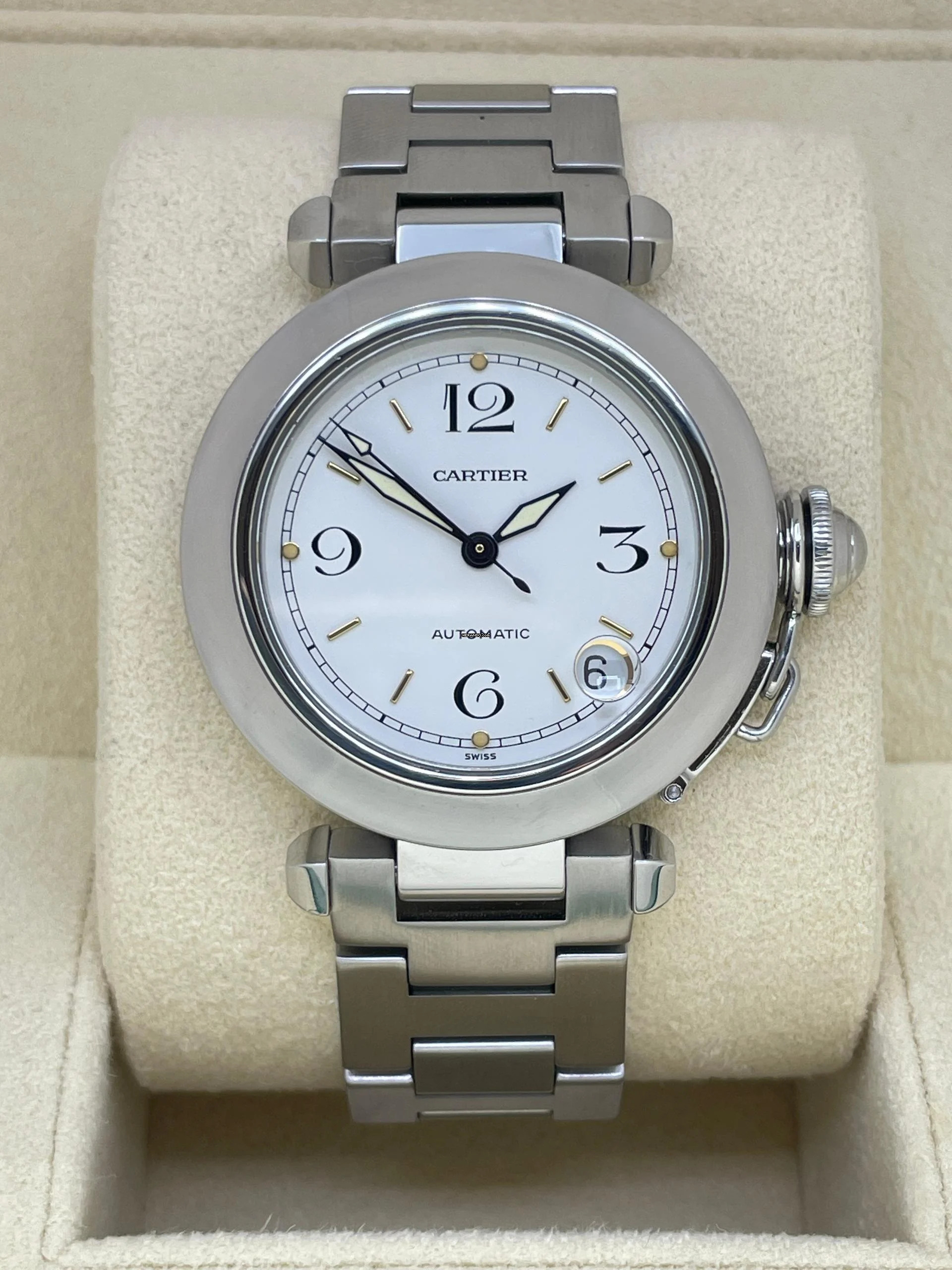 Cartier Pasha C Steel Automatic 35mm White Dial