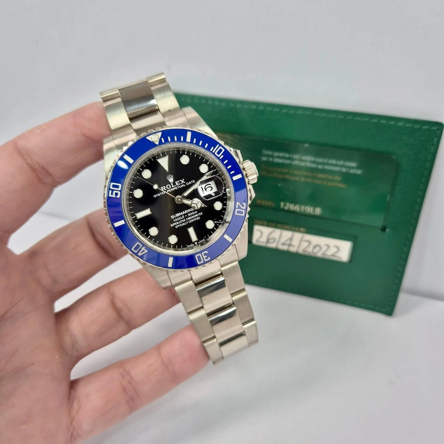 Rolex Submariner Date Cookie Monster Ouro Branco 41mm Automático Completo