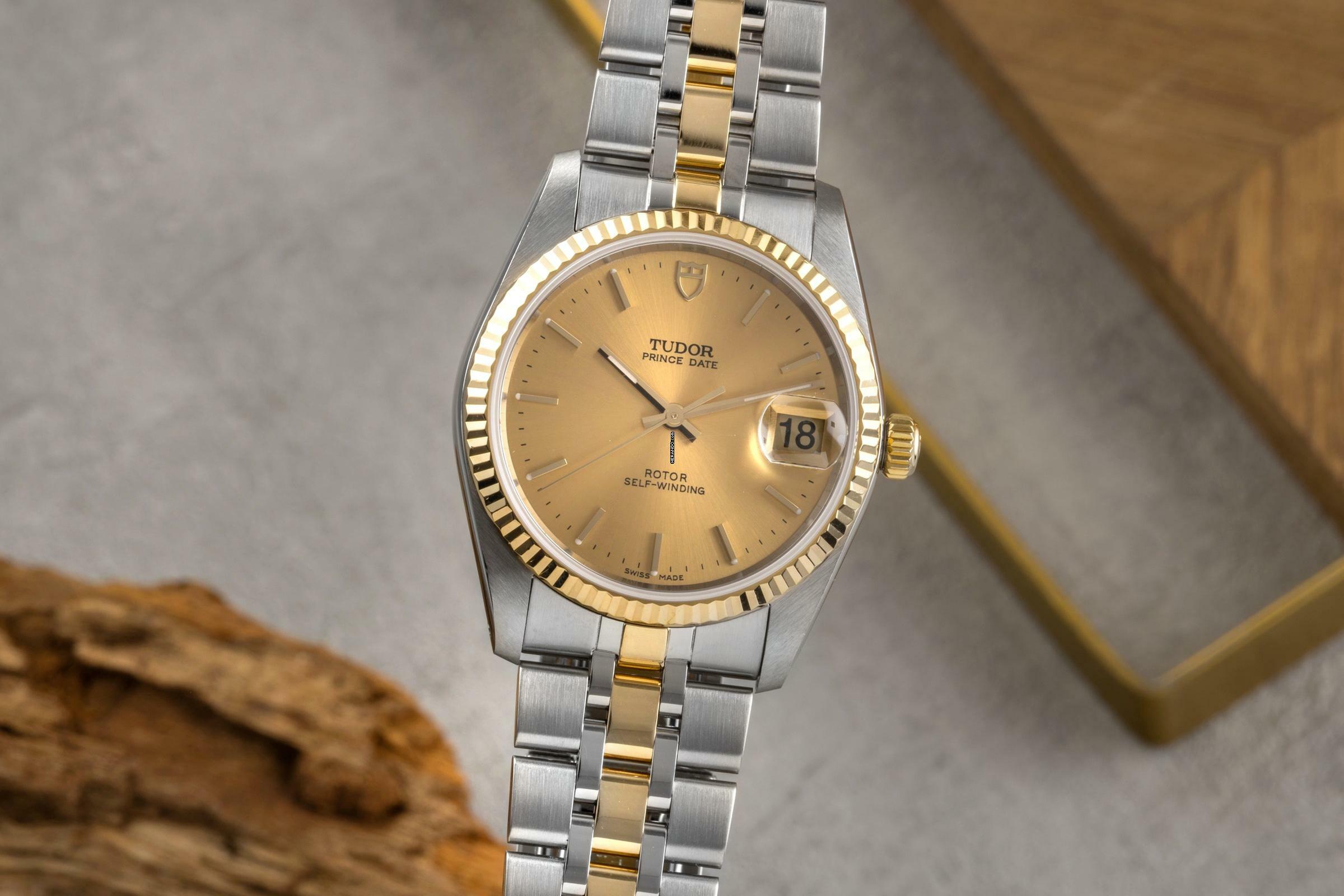 Tudor Prince Date Stahl / Gold Gold Dial Automatik Ref. 74033 Papiere 2024