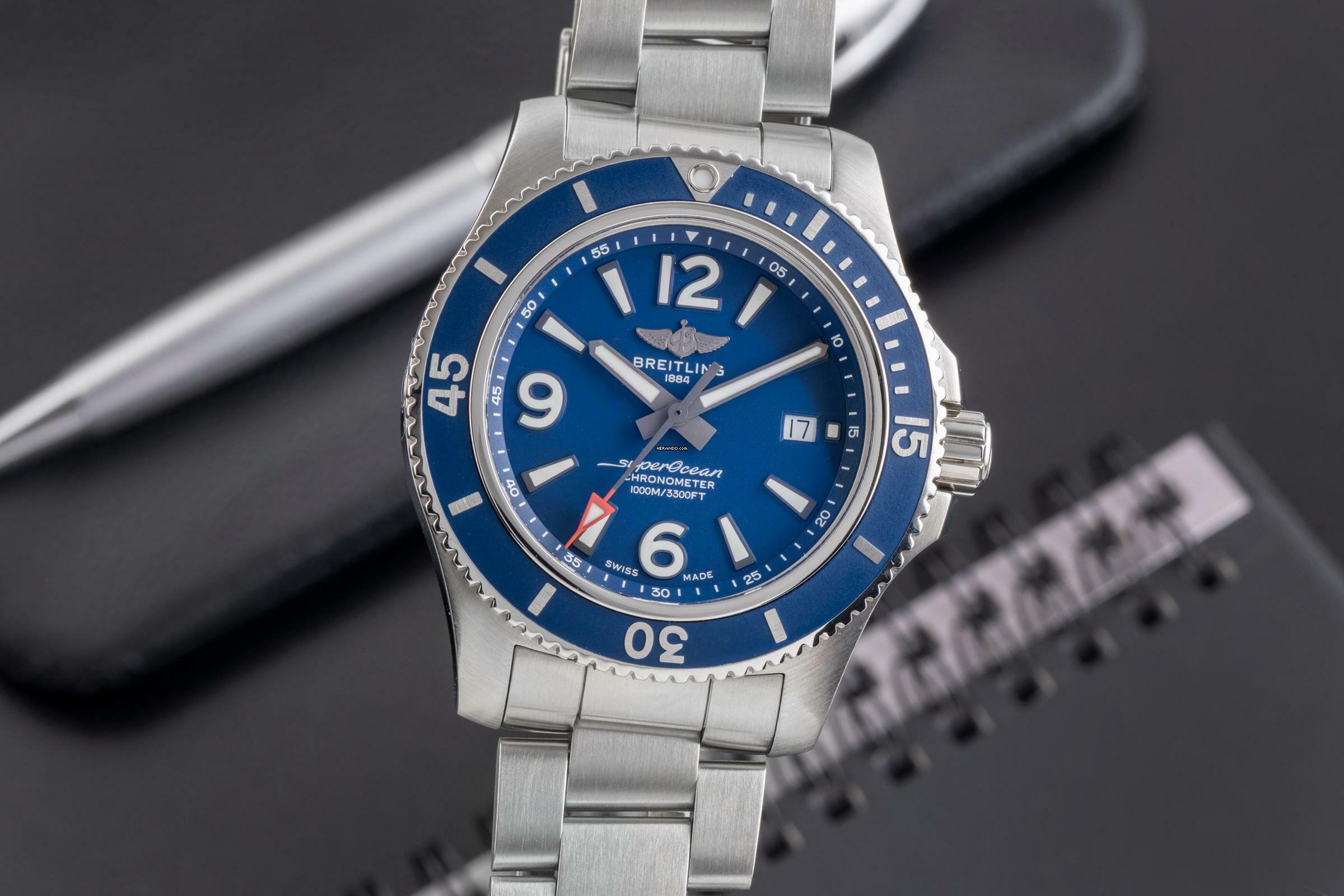 Breitling Superocean Stahl Automatik Herrenuhr Ref. A17367D81C1A2 Papiere 2021