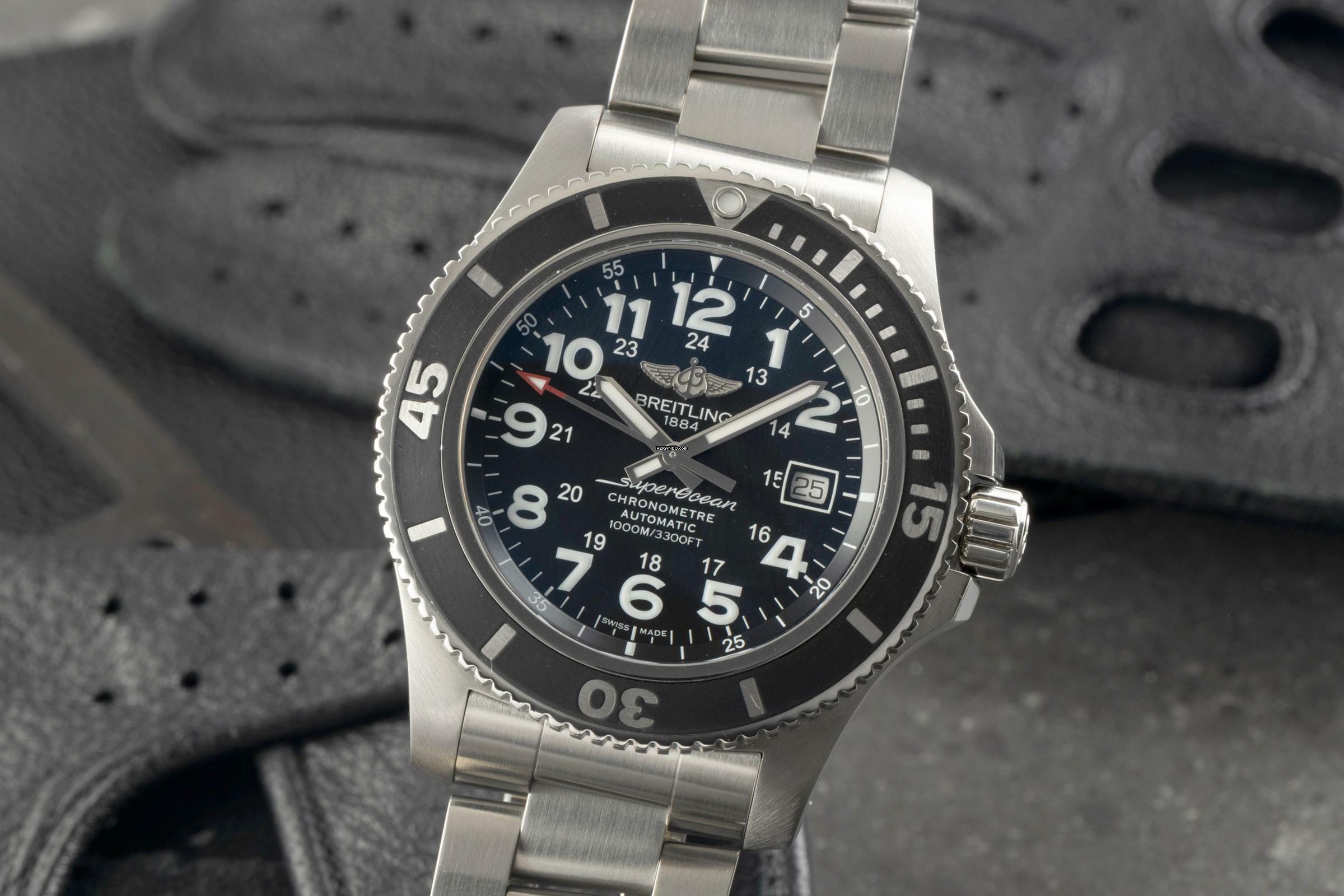 Breitling Superocean II 44 Black Automatik Stahl Ref. A17392D7/BD68 B&P 2017