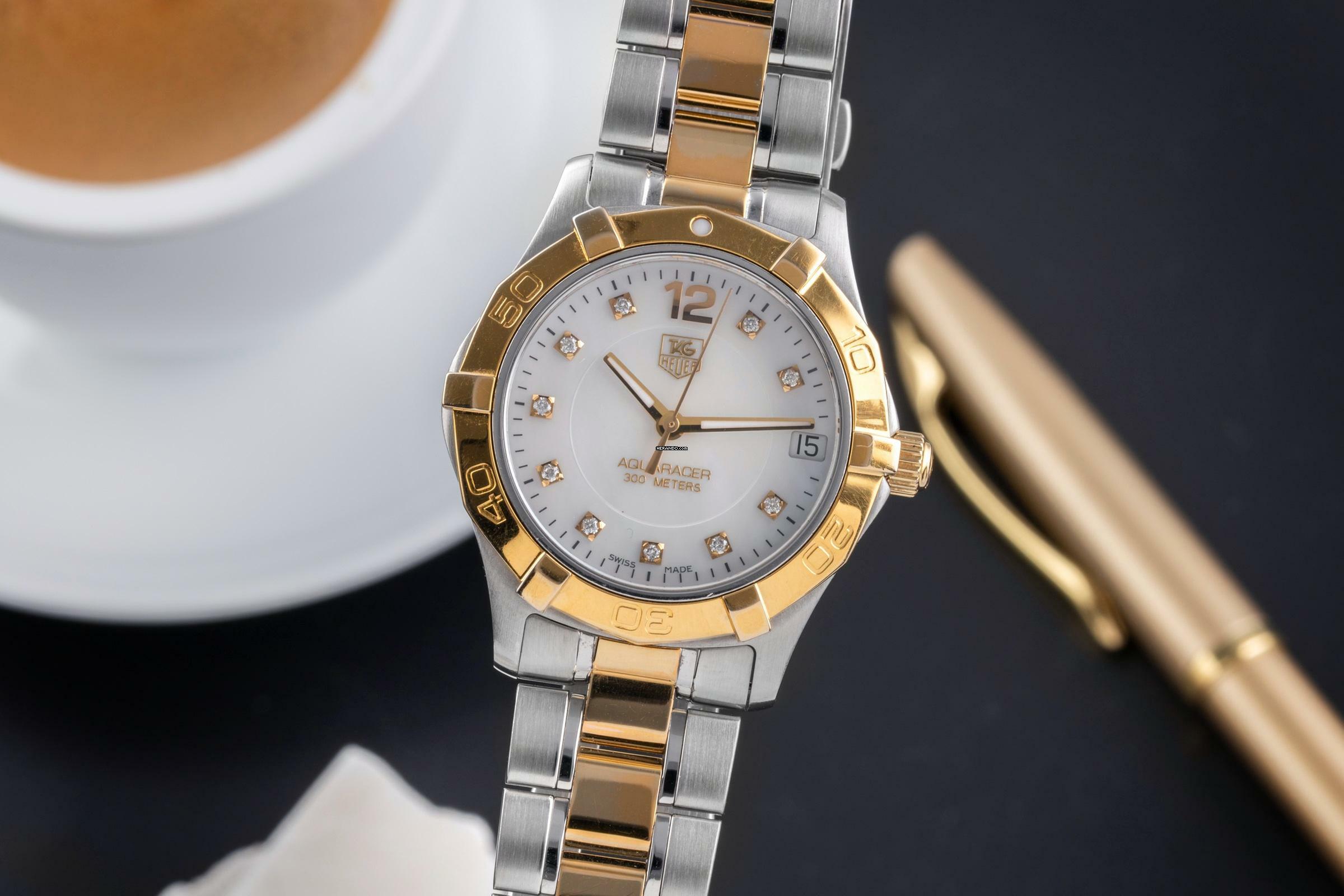 TAG Heuer Aquaracer Stahl / vergoldet Quarz MOP Dial Ref. WAF1320.BBO820