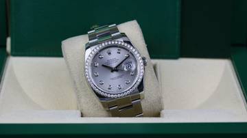 Thumbnail von Rolex Datejust 36 Factory Diamond RBR Silver - like new LC100 - Fullset - 2010