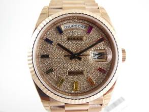 Thumbnail von Rolex Day-Date 36 Rainbow Pave Diamond Dial with all stickers