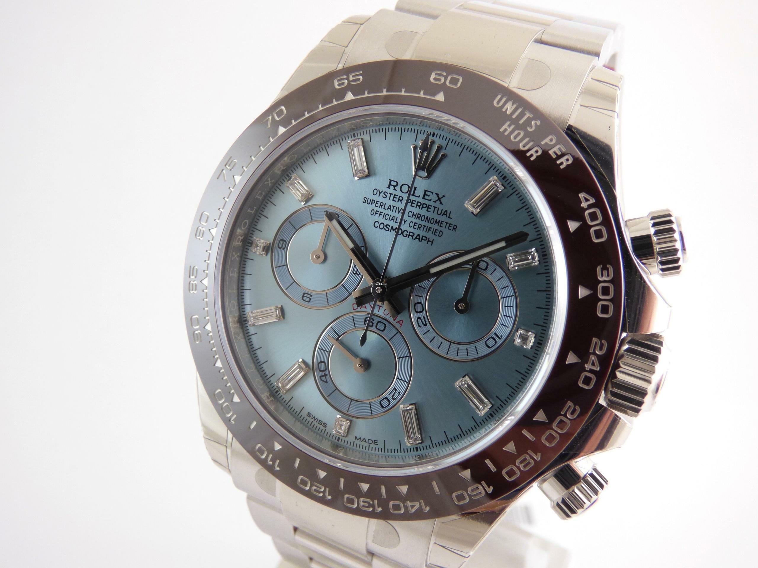 Rolex Daytona Platinum all stickers / Baquette Diamond Dial