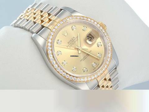  Rolex Datejust 36 36mm 116243 2013 Stahl Gelbgold 750 Diamanten Automatik Gold 