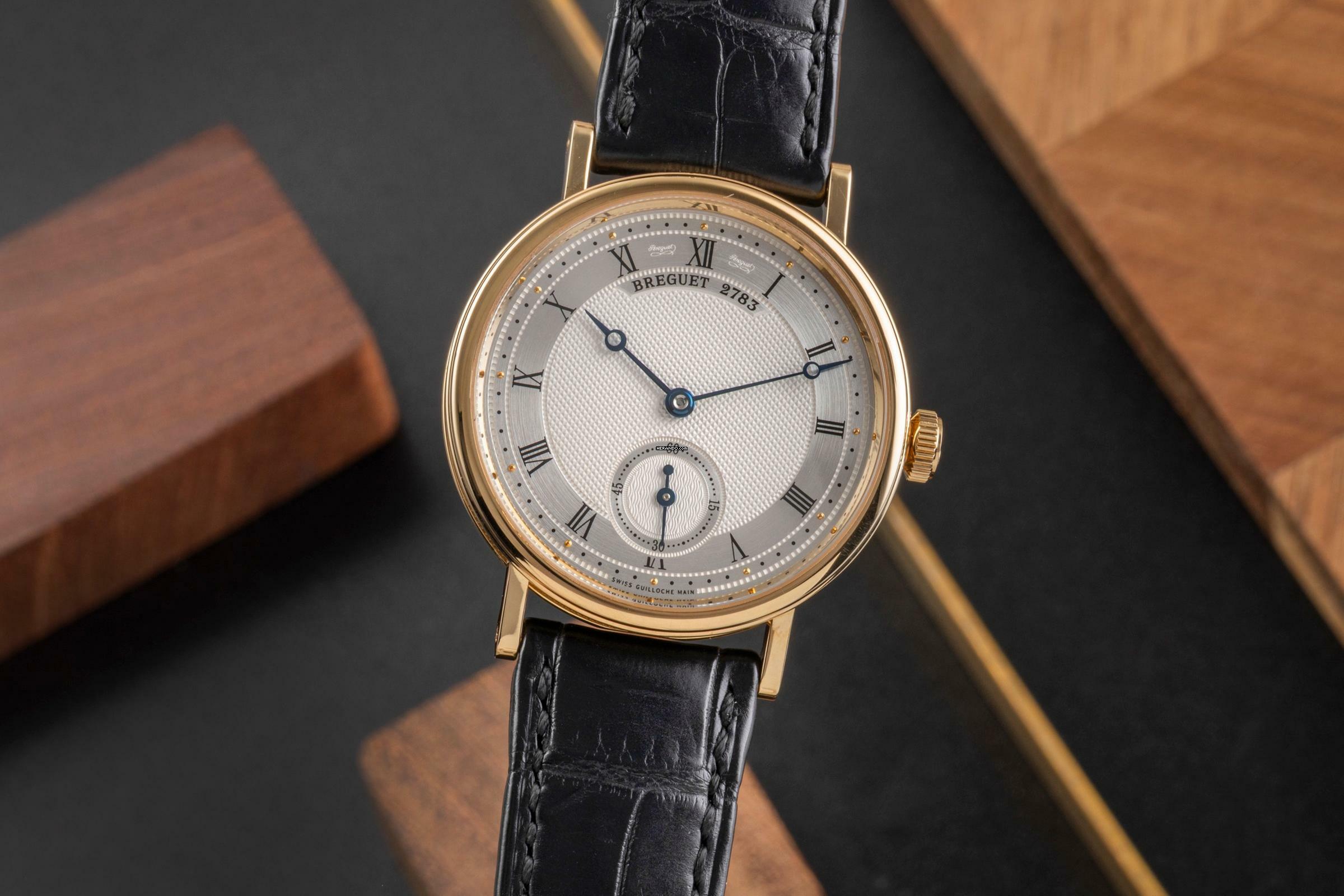 Breguet Classique 18K (0,750) Gold Handaufzug Herrenuhr Ref. 5907BA Papiere