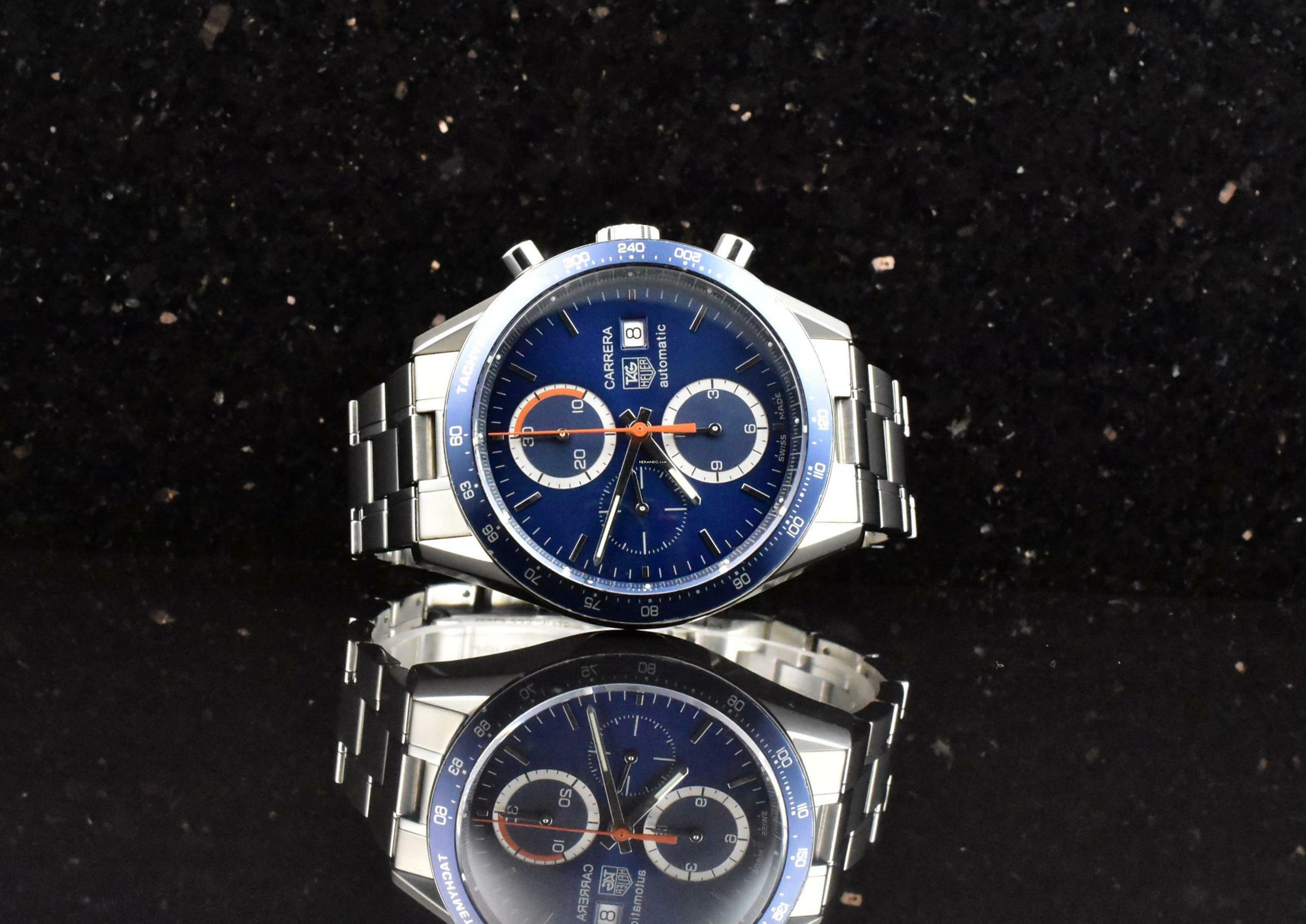 TAG Heuer Carrera Calibre 16 Chronograph CV2015 Blue Zertifikat 2007 Automatik