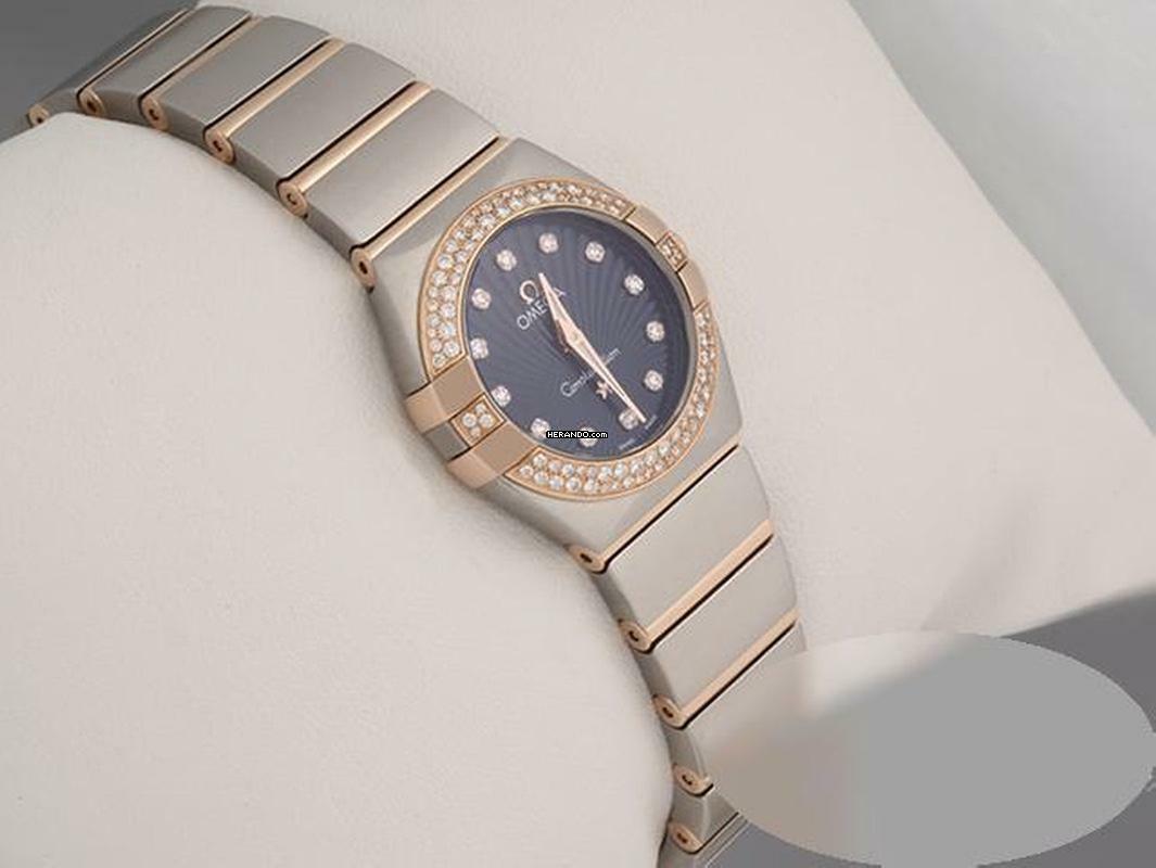 Omega Constellation Edelstahl Rosegold 750 Diamanten 123.24.24.60.53.001 Steel 18kt Rose Gold Blue Dial
