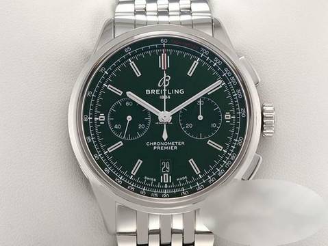  Breitling for Bentley Premier B01 Chronograph 42 British Racing Green Edelstahl Ab0118 2019 Automatik Stahl Steel Green Dial 