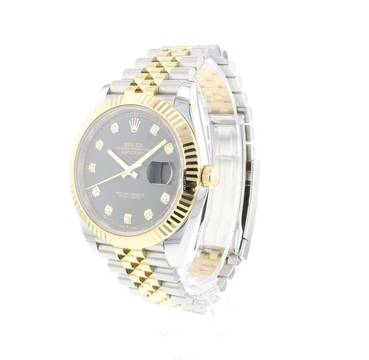  Rolex Datejust 41 Steel / Gold Jubilee Fluted Black Diamond Dial Like NEW 