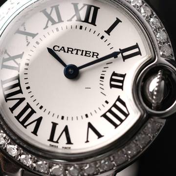  Cartier Ballon Bleu 28mm Steel Diamonds 