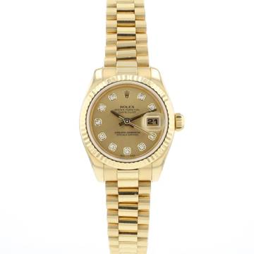  Rolex Lady-Datejust 26 Yellow Gold President Diamond Champagne Dial 