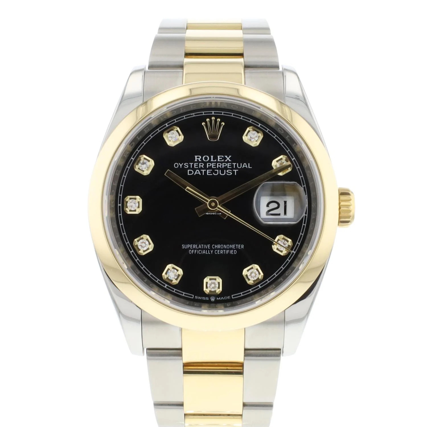 Rolex Datejust 36 Steel Gold Oyster Black Diamond Dial