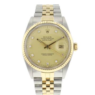 Rolex Datejust 36 Steel Gold Jubilee Fluted Champagne Diamond Dial 