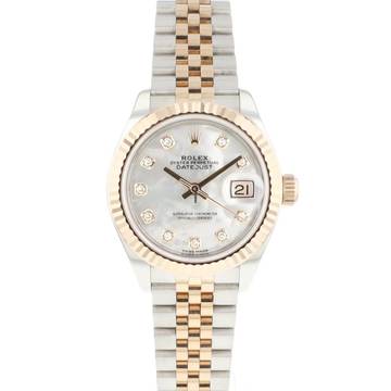  Rolex Lady-Datejust 28MM Steel Everose Gold Jubilee Fluted Diamond MoP Dial 