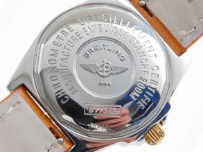 Thumbnail von Breitling Callisto Stahl Gold Medium 36mm mit original Perlmuttzifferblatt orangenes Lederband original Schließe