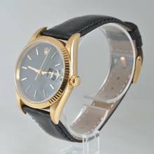 Thumbnail von Rolex Oyster Perpetual Date 15238 black dial gold 18KT Full Set TOP Condition