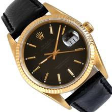 Thumbnail von Rolex Oyster Perpetual Date 15238 black dial gold 18KT Full Set TOP Condition