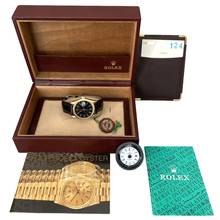 Thumbnail von Rolex Oyster Perpetual Date 15238 black dial gold 18KT Full Set TOP Condition