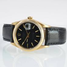 Thumbnail von Rolex Oyster Perpetual Date 15238 black dial gold 18KT Full Set TOP Condition