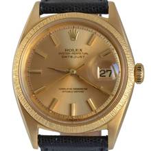 Thumbnail von Rolex Datejust 36 1607 champagne dial bark finish bezel gold 18KT 1964 Full Set