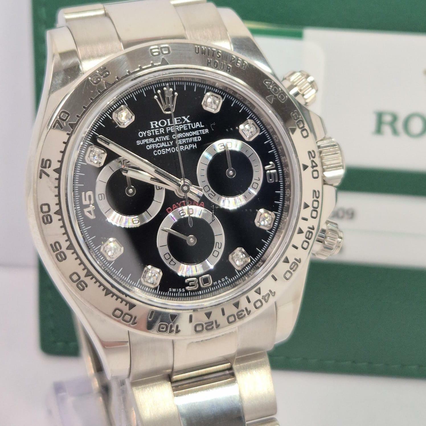 Rolex Daytona Ouro Branco Diamond Index 40mm Completo