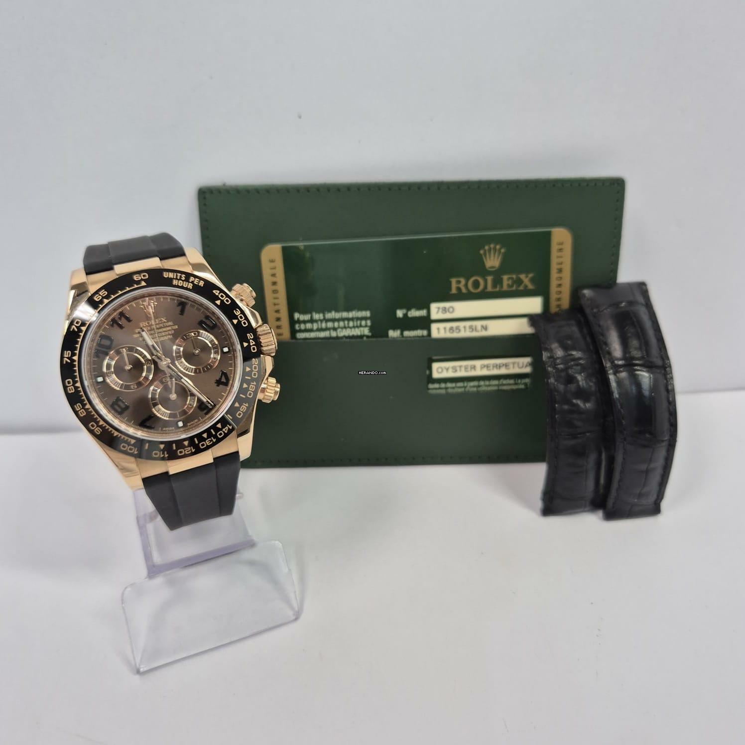 Rolex Daytona Ouro Rosé & Ceramic Chocolate Dial 40mm Automático Completo