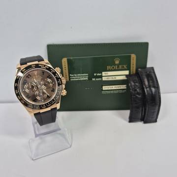  Rolex Daytona Ouro Rosé & Ceramic Chocolate Dial 40mm Automático Completo 