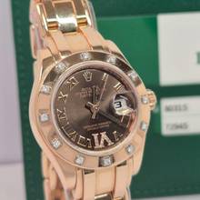 Thumbnail von Rolex Lady-Datejust Pearlmaster Diamonds Ouro Rosé Chocolate Dial 29mm Completo