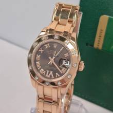 Thumbnail von Rolex Lady-Datejust Pearlmaster Diamonds Ouro Rosé Chocolate Dial 29mm Completo