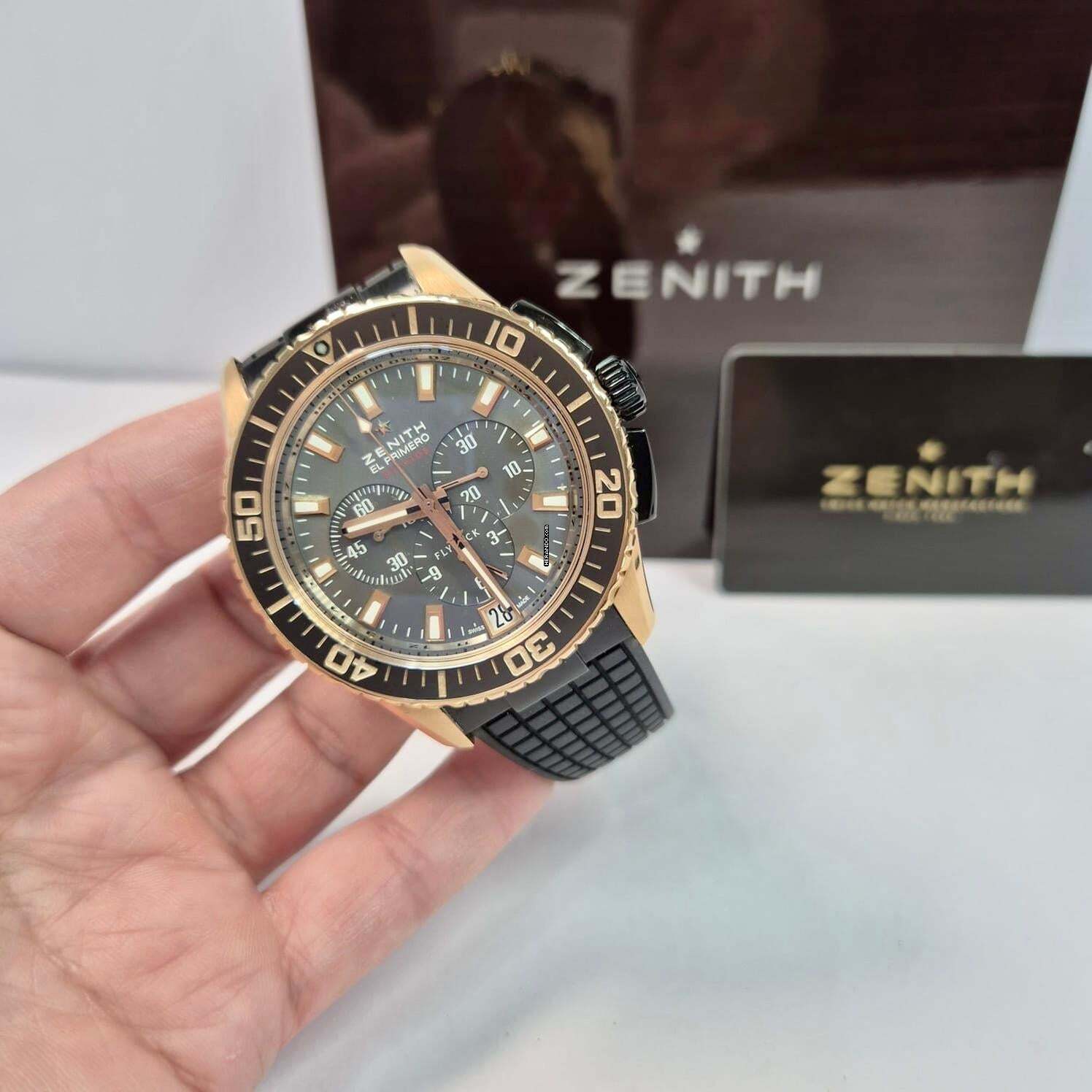 Zenith El Primero Stratos Flyback Edição de 50 Peças Ouro Rosé 45mm Completo